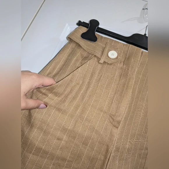 17. NWT VERONICA BEARD SUNNY PINSTRIPED LINEN BLEND TWILL WIDE LEG PANTS